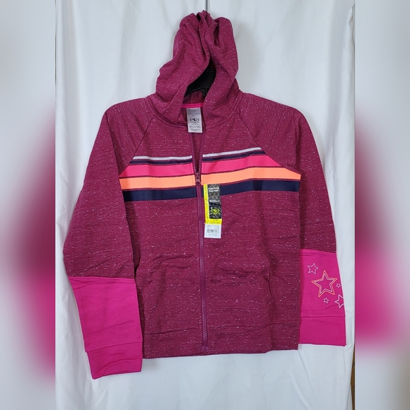 Avia Athletic Works NWT Girls Retro Inspired Pink Fleece Lined Hoodie Sz L 10/12 - Picture 1 of 9